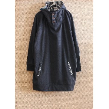 Renewal再販×3＊オフタートルネック＊花クロシェ×ボーダーフード＊裏地フリース＊プルオーバー＊パーカー＊d-tp507の画像