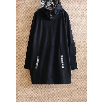 Renewal再販×3＊オフタートルネック＊花クロシェ×ボーダーフード＊裏地フリース＊プルオーバー＊パーカー＊d-tp507の画像