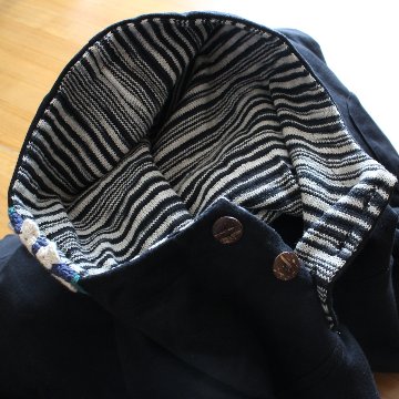 Renewal再販×3＊オフタートルネック＊花クロシェ×ボーダーフード＊裏地フリース＊プルオーバー＊パーカー＊d-tp507の画像