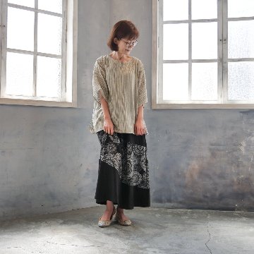 着丈2展開＊サークルフラワーモチーフ×ペイズリー柄＊ふんわりフレアデザイン＊切り替えスカート＊d-sk512の画像