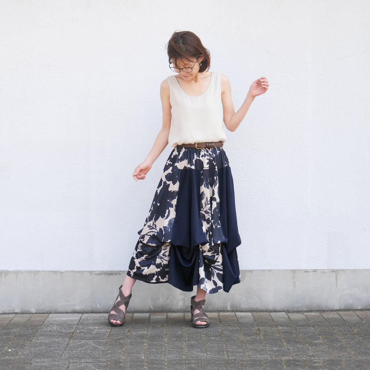  【自由にアレンジスカート】フラワー～flower～どんなコーデも自由自在にデザインができる＊変形＊バルーン＊立体ロングスカート＊d-sk2001の画像