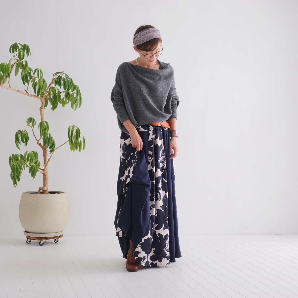  【自由にアレンジスカート】フラワー～flower～どんなコーデも自由自在にデザインができる＊変形＊バルーン＊立体ロングスカート＊d-sk2001の画像