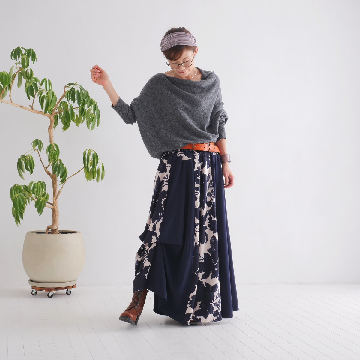  【自由にアレンジスカート】フラワー～flower～どんなコーデも自由自在にデザインができる＊変形＊バルーン＊立体ロングスカート＊d-sk2001の画像