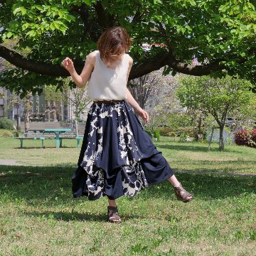  【自由にアレンジスカート】フラワー～flower～どんなコーデも自由自在にデザインができる＊変形＊バルーン＊立体ロングスカート＊d-sk2001の画像