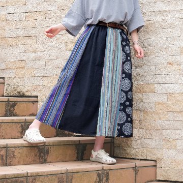 定価８万★新品同様★Drawer白地紺ストライプスカートコットンドゥロワー膝丈 定価8万☆新品同様☆Drawer白地紺ストライプスカートコットン