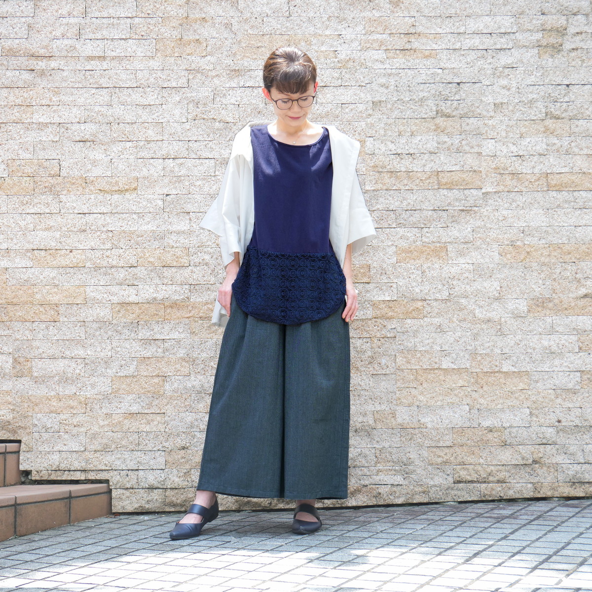 ナチュラルな佇まい＊風合いと軽やかさを楽しむ1本＊綿素材のストレートワイドパンツ＊d-pn6-2019の画像