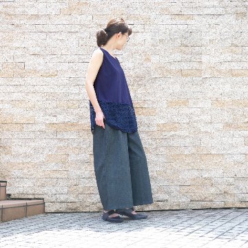 ナチュラルな佇まい＊風合いと軽やかさを楽しむ1本＊綿素材のストレートワイドパンツ＊d-pn6-2019の画像