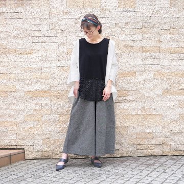 ナチュラルな佇まい＊風合いと軽やかさを楽しむ1本＊綿素材のストレートワイドパンツ＊d-pn6-2019の画像