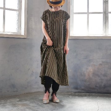 2丈から選べる＊綿素材で心地よく＊さらりと着られる＊マルチストライプ＊ゆったりAラインワンピース＊d-dr521の画像