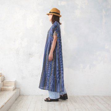 2丈から選べる＊綿素材で心地よく＊さらりと着られる＊マルチストライプ＊ゆったりAラインワンピース＊d-dr521の画像