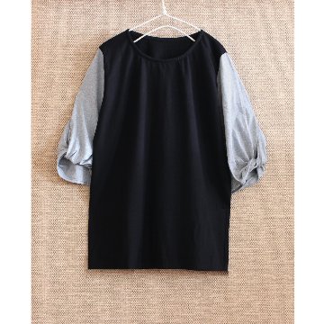 ふわりとひろがる袖の立体感を遊ぶ「ひねり袖 」＊ツートーンカラー＊大人カジュアルトップス＊カットソー＊d-tp017の画像