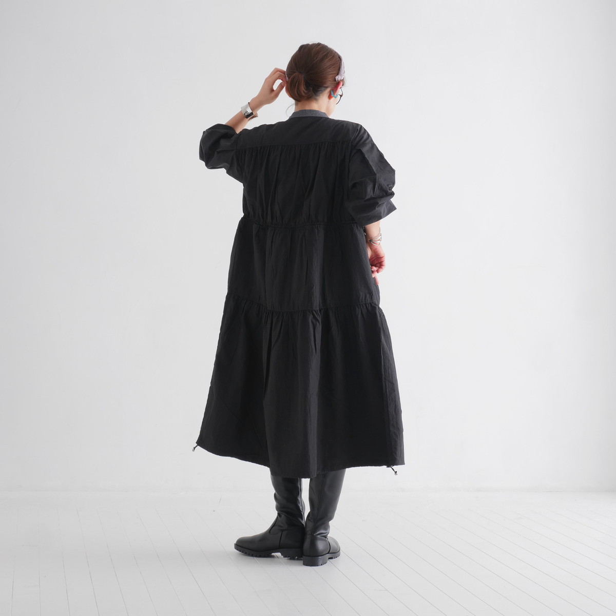 季節の変わり目にぴったり＊大人カジュアルに映える＊シルエットを調整できるドローコード＊ティアードジャケット＊d-jk3001の画像