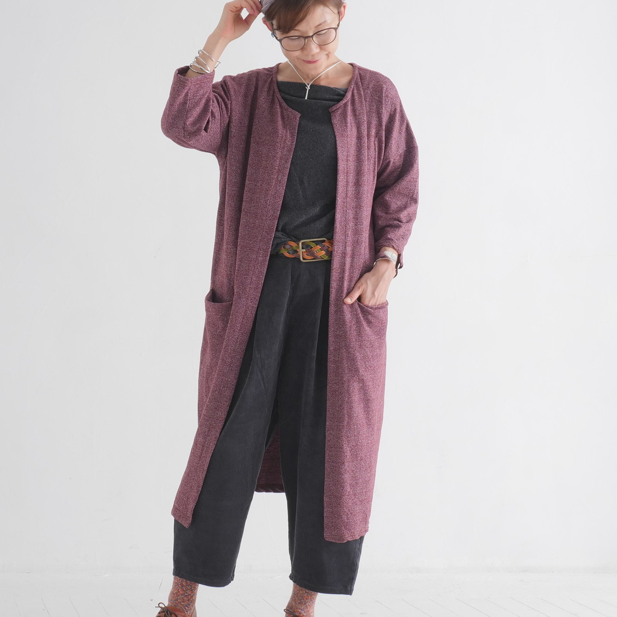 フロントオープン＊軽やか大人カジュアル＊シーズンレスに活躍＊綿素材＊ロング＊羽織り＊カーディガン＊の画像