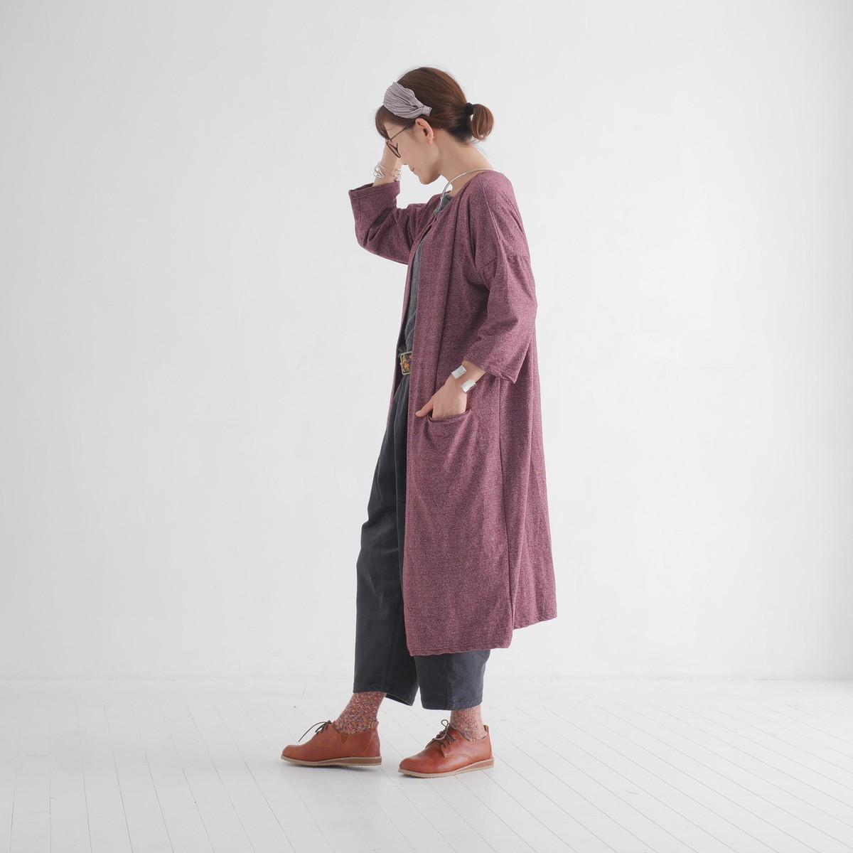 フロントオープン＊軽やか大人カジュアル＊シーズンレスに活躍＊綿素材＊ロング＊羽織り＊カーディガン＊の画像