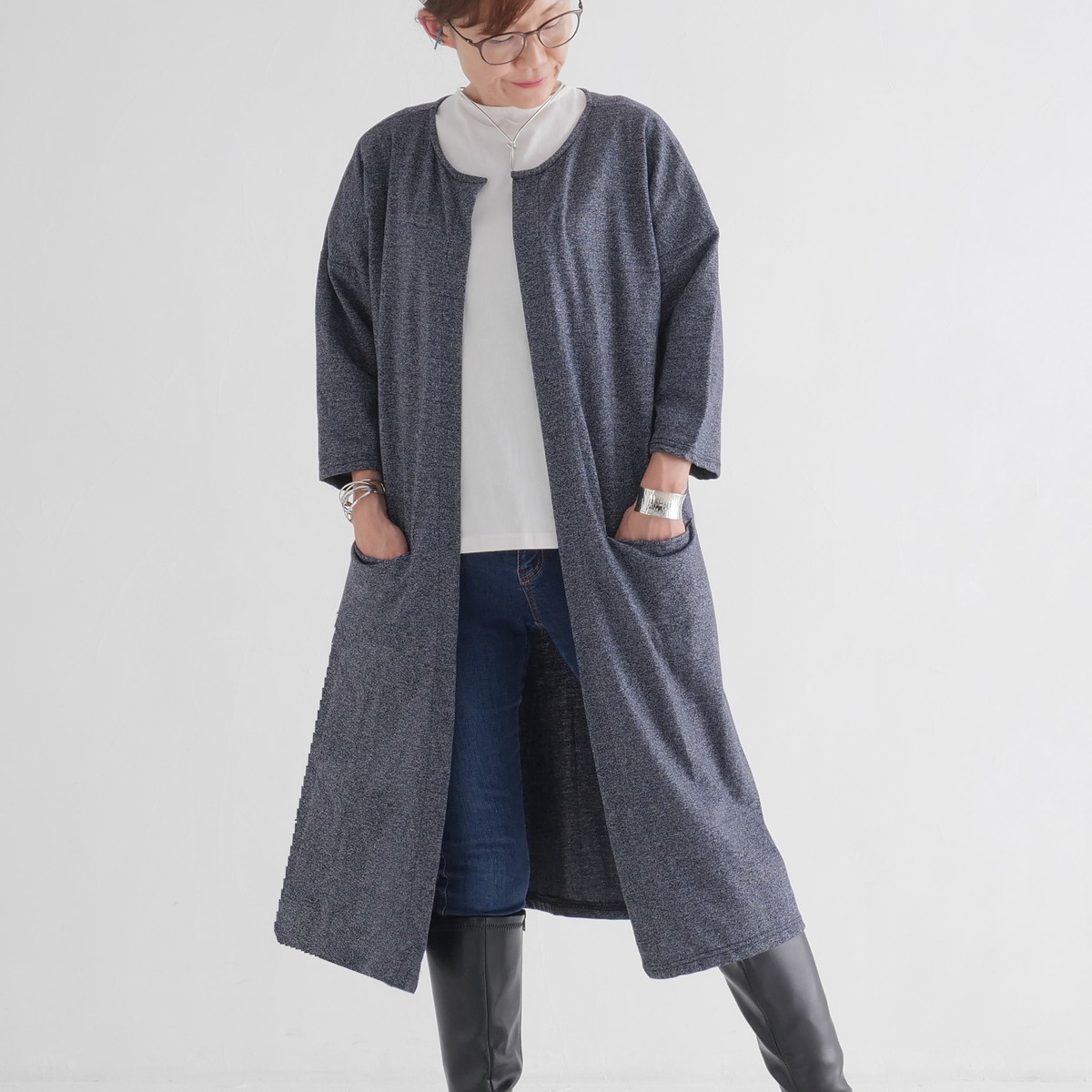 フロントオープン＊軽やか大人カジュアル＊シーズンレスに活躍＊綿素材＊ロング＊羽織り＊カーディガン＊の画像