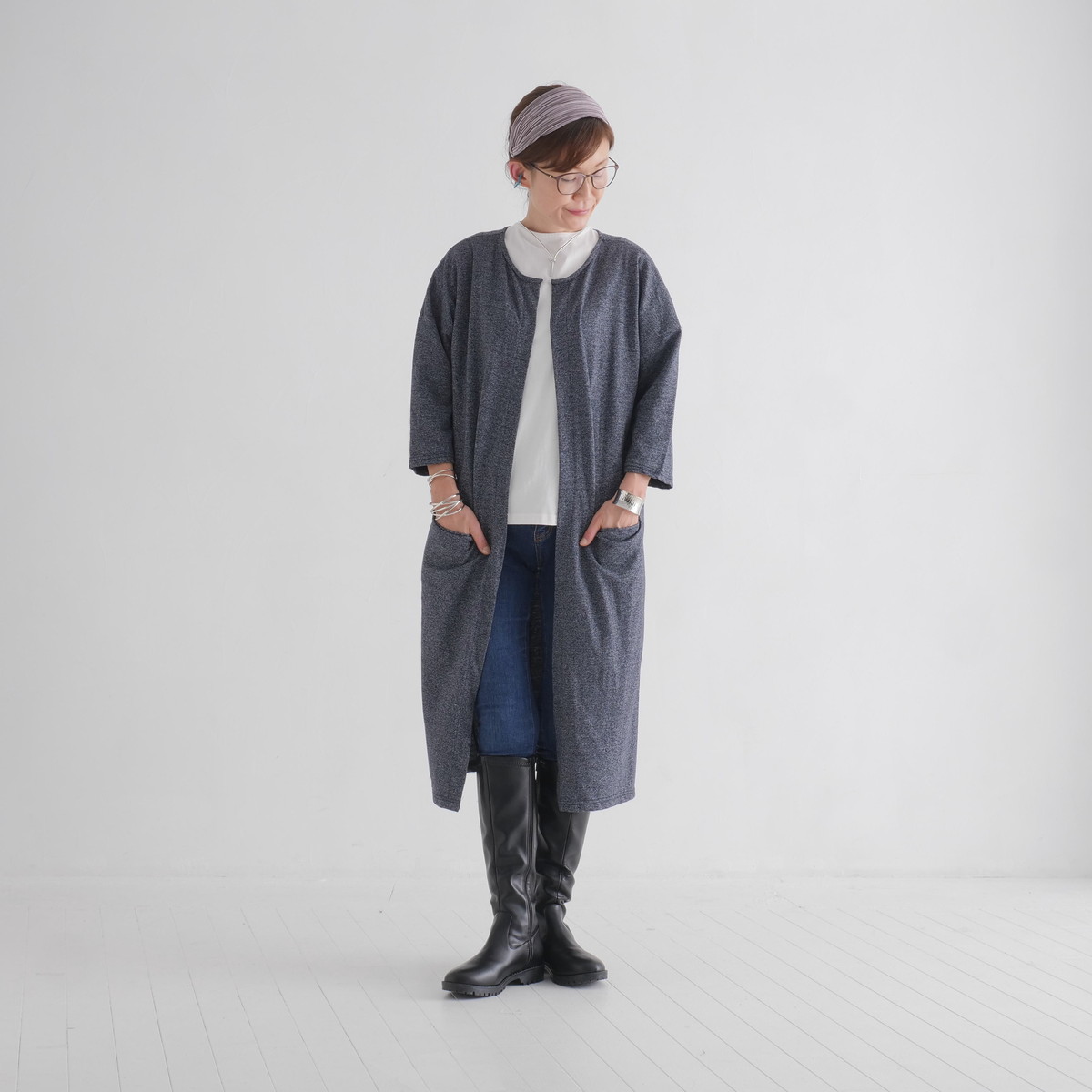フロントオープン＊軽やか大人カジュアル＊シーズンレスに活躍＊綿素材＊ロング＊羽織り＊カーディガン＊の画像