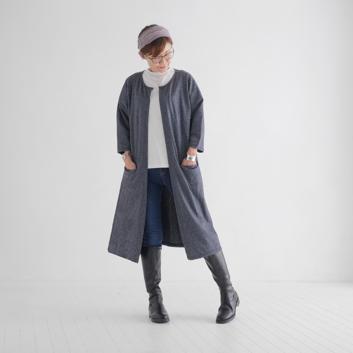 フロントオープン＊軽やか大人カジュアル＊シーズンレスに活躍＊綿素材＊ロング＊羽織り＊カーディガン＊の画像