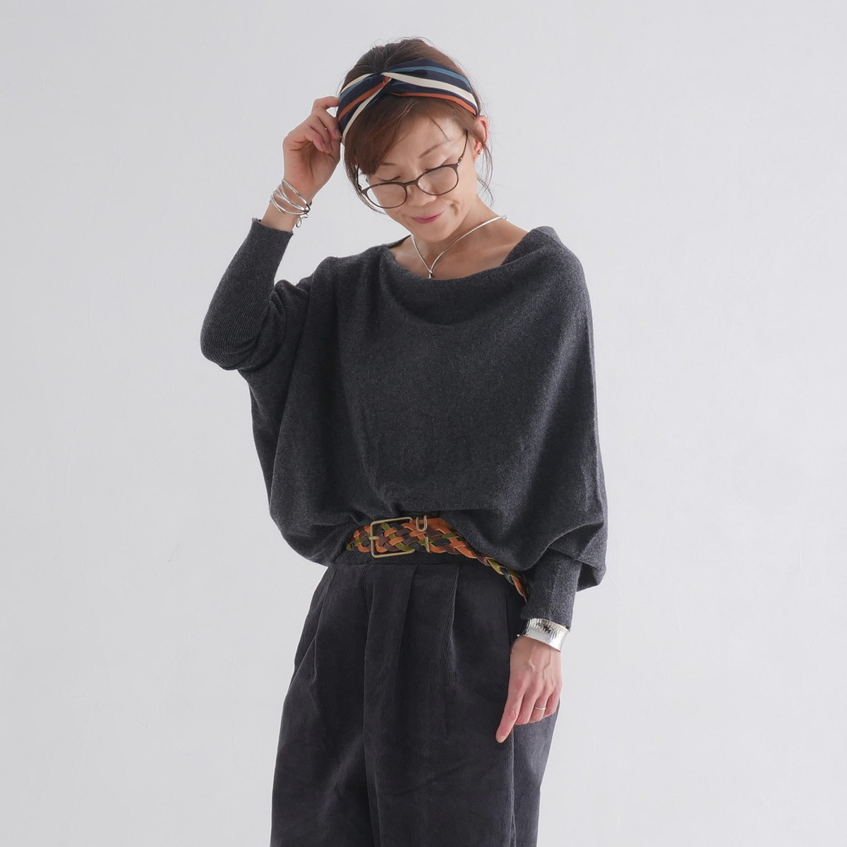 軽く暖かい天然素材＊カシミヤ＊やわらかアシンメトリートップス＊上品シルエットの大人カジュアル＊d-tp528の画像