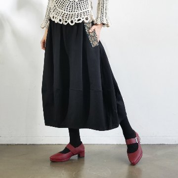 インド刺繍リボンのポケットが揺れる＊ふんわり大人可愛い＊ふんわり暖か裏起毛＊バルーンスカート＊ d-sk511の画像
