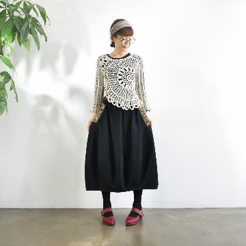 インド刺繍リボンのポケットが揺れる＊ふんわり大人可愛い＊ふんわり暖か裏起毛＊バルーンスカート＊ d-sk511の画像