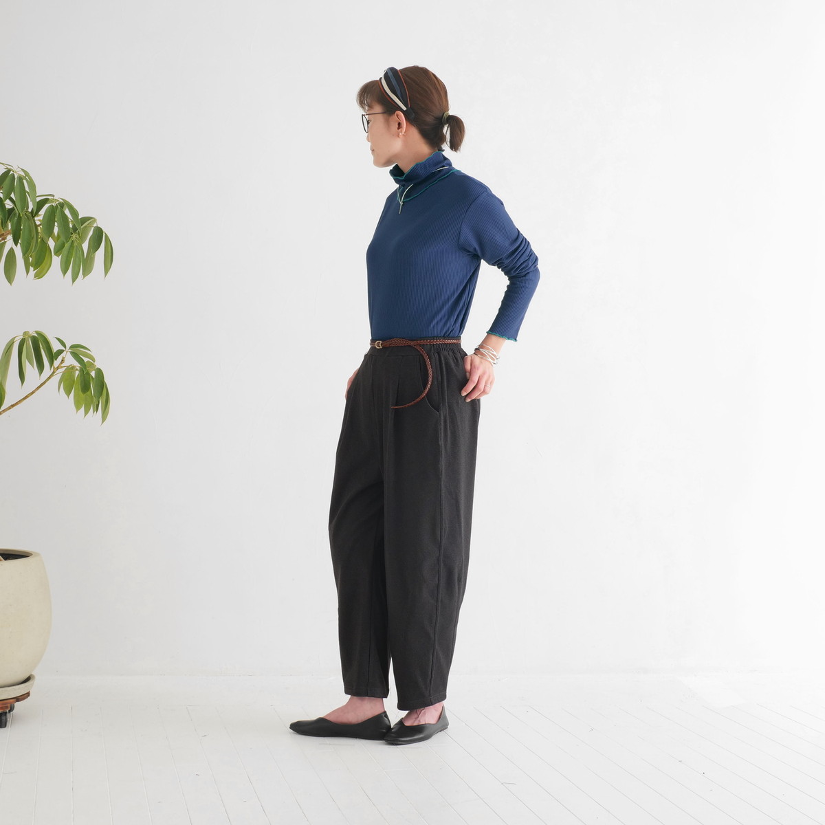 ロングシーズン活躍＊メロウ仕上げがアクセント＊リブ素材＊タートルネックトップス＊d-tp3001の画像