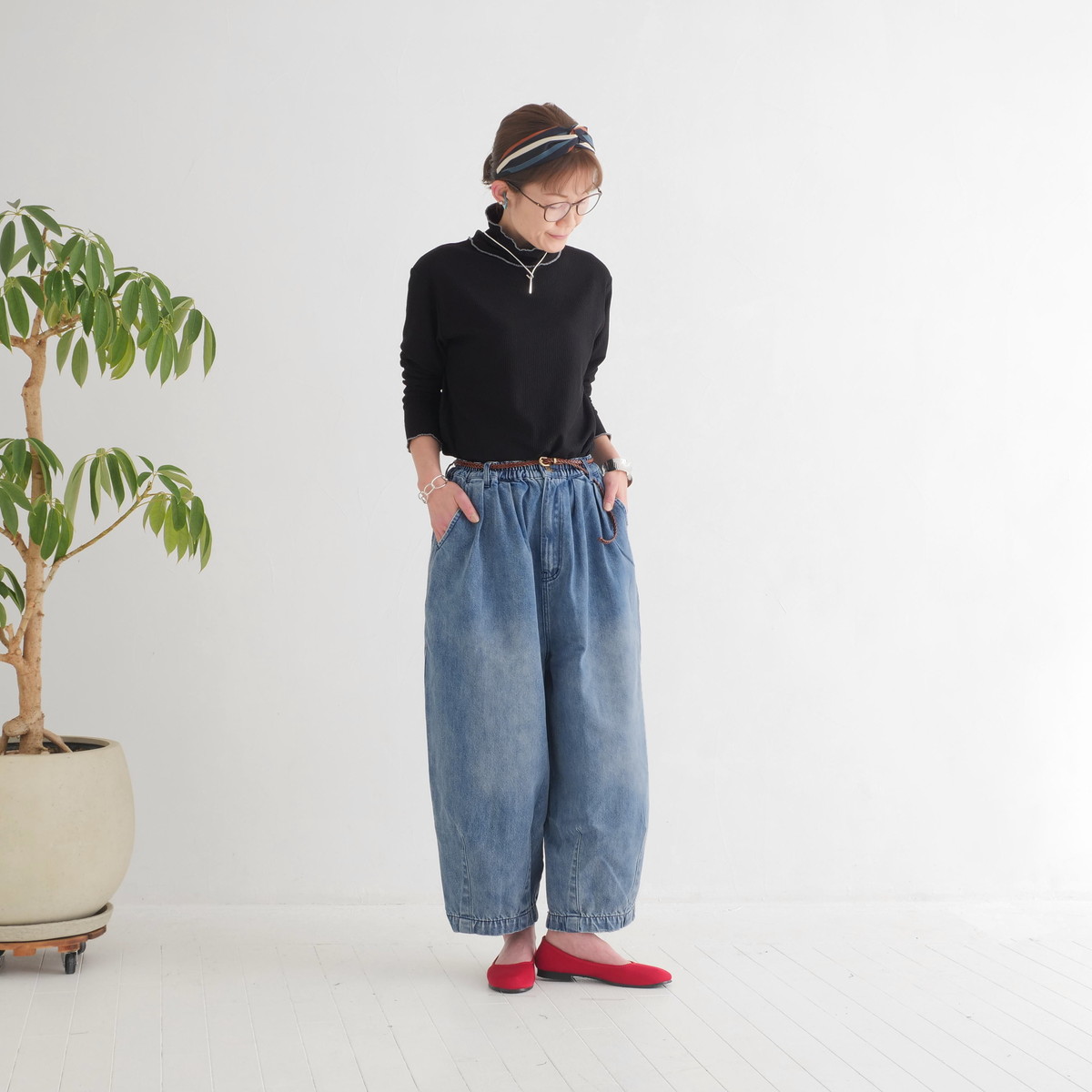 ロングシーズン活躍＊メロウ仕上げがアクセント＊リブ素材＊タートルネックトップス＊d-tp3001の画像