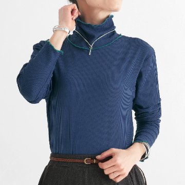 ロングシーズン活躍＊メロウ仕上げがアクセント＊リブ素材＊タートルネックトップス＊d-tp3001の画像