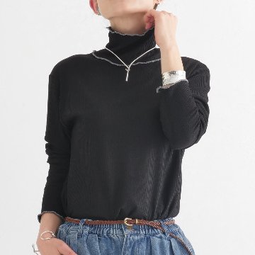 ロングシーズン活躍＊メロウ仕上げがアクセント＊リブ素材＊タートルネックトップス＊d-tp3001の画像