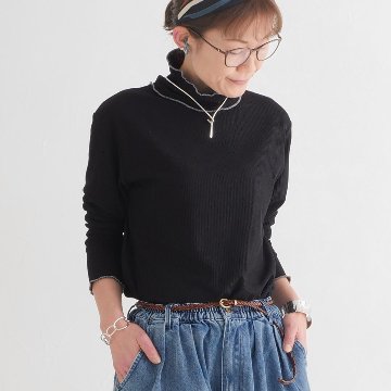 ロングシーズン活躍＊メロウ仕上げがアクセント＊リブ素材＊タートルネックトップス＊d-tp3001の画像