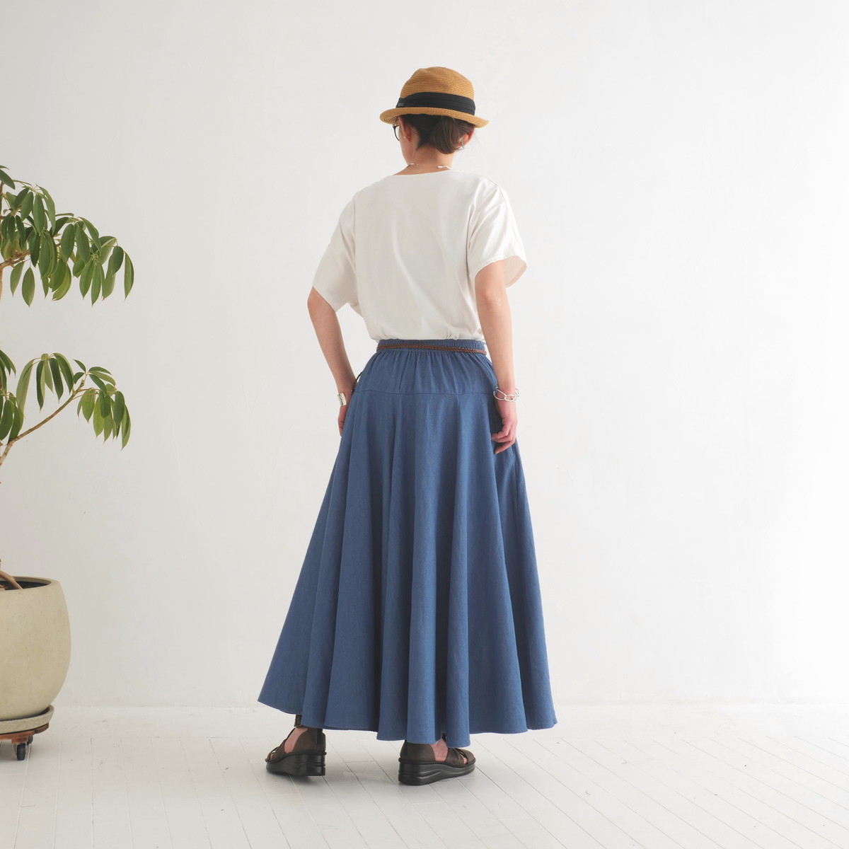  【自由にアレンジスカート】デニム～denim～どんなコーデも自由自在にデザインができる＊変形＊バルーン＊立体ロングスカート＊d-sk2003の画像