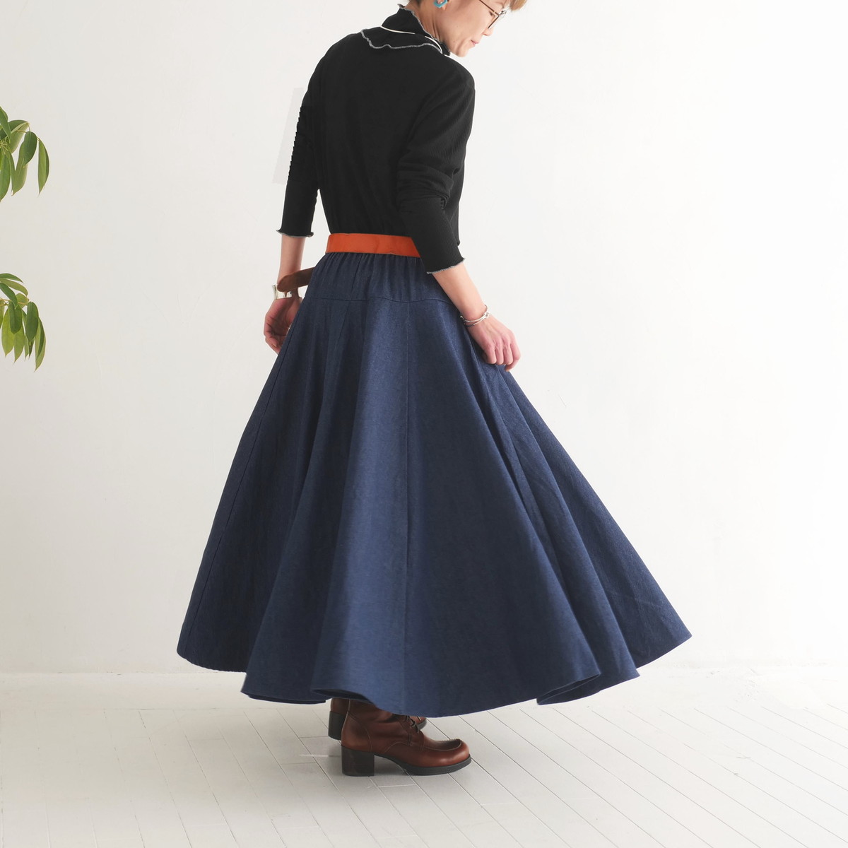  【自由にアレンジスカート】デニム～denim～どんなコーデも自由自在にデザインができる＊変形＊バルーン＊立体ロングスカート＊d-sk2003の画像