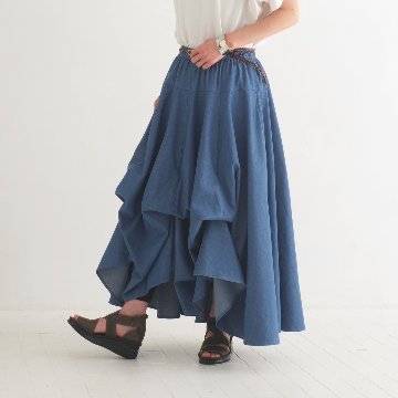  【自由にアレンジスカート】デニム～denim～どんなコーデも自由自在にデザインができる＊変形＊バルーン＊立体ロングスカート＊d-sk2003の画像