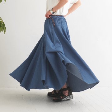  【自由にアレンジスカート】デニム～denim～どんなコーデも自由自在にデザインができる＊変形＊バルーン＊立体ロングスカート＊d-sk2003の画像