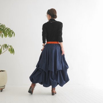  【自由にアレンジスカート】デニム～denim～どんなコーデも自由自在にデザインができる＊変形＊バルーン＊立体ロングスカート＊d-sk2003の画像