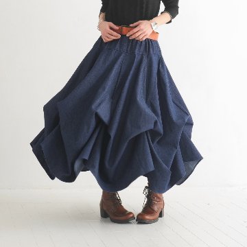  【自由にアレンジスカート】デニム～denim～どんなコーデも自由自在にデザインができる＊変形＊バルーン＊立体ロングスカート＊d-sk2003の画像