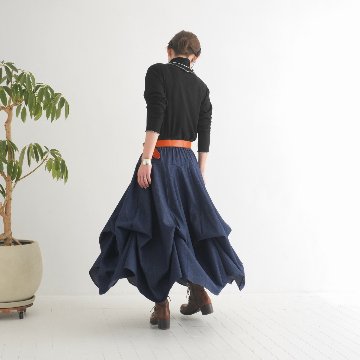  【自由にアレンジスカート】デニム～denim～どんなコーデも自由自在にデザインができる＊変形＊バルーン＊立体ロングスカート＊d-sk2003の画像