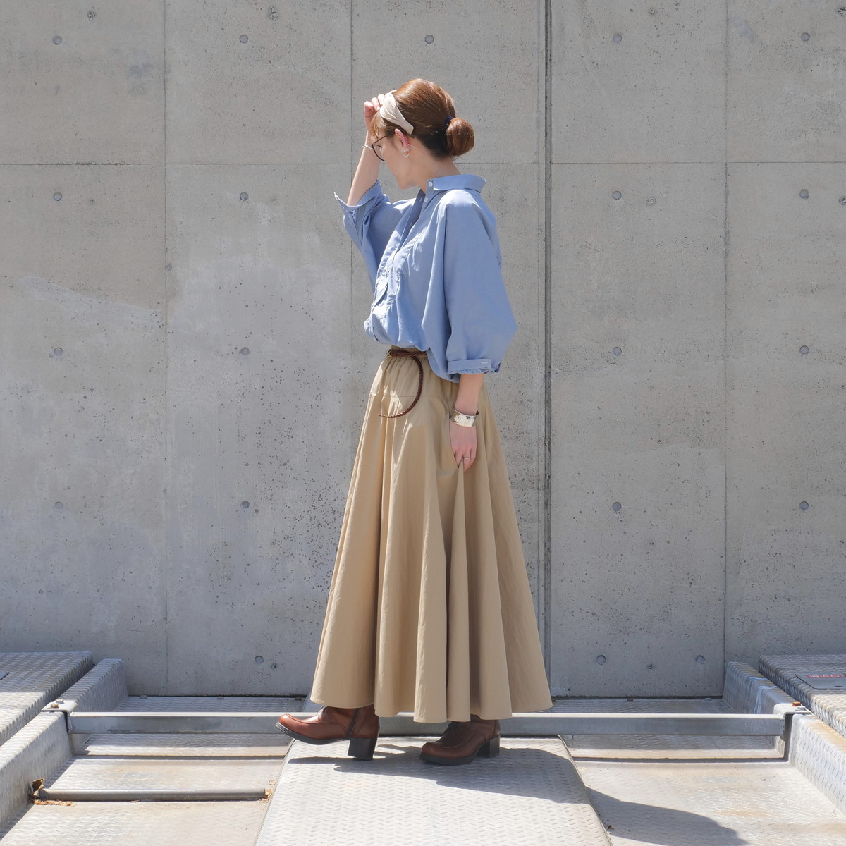 新作【自由にアレンジスカート】軽くて涼しい春夏素材【自由にアレンジスカート】販売枚数1500枚突破＊ファイン～Fine～360度＊どんなコーデも自由自在にアレンジ＊ベージュ＊d-sk2004の画像
