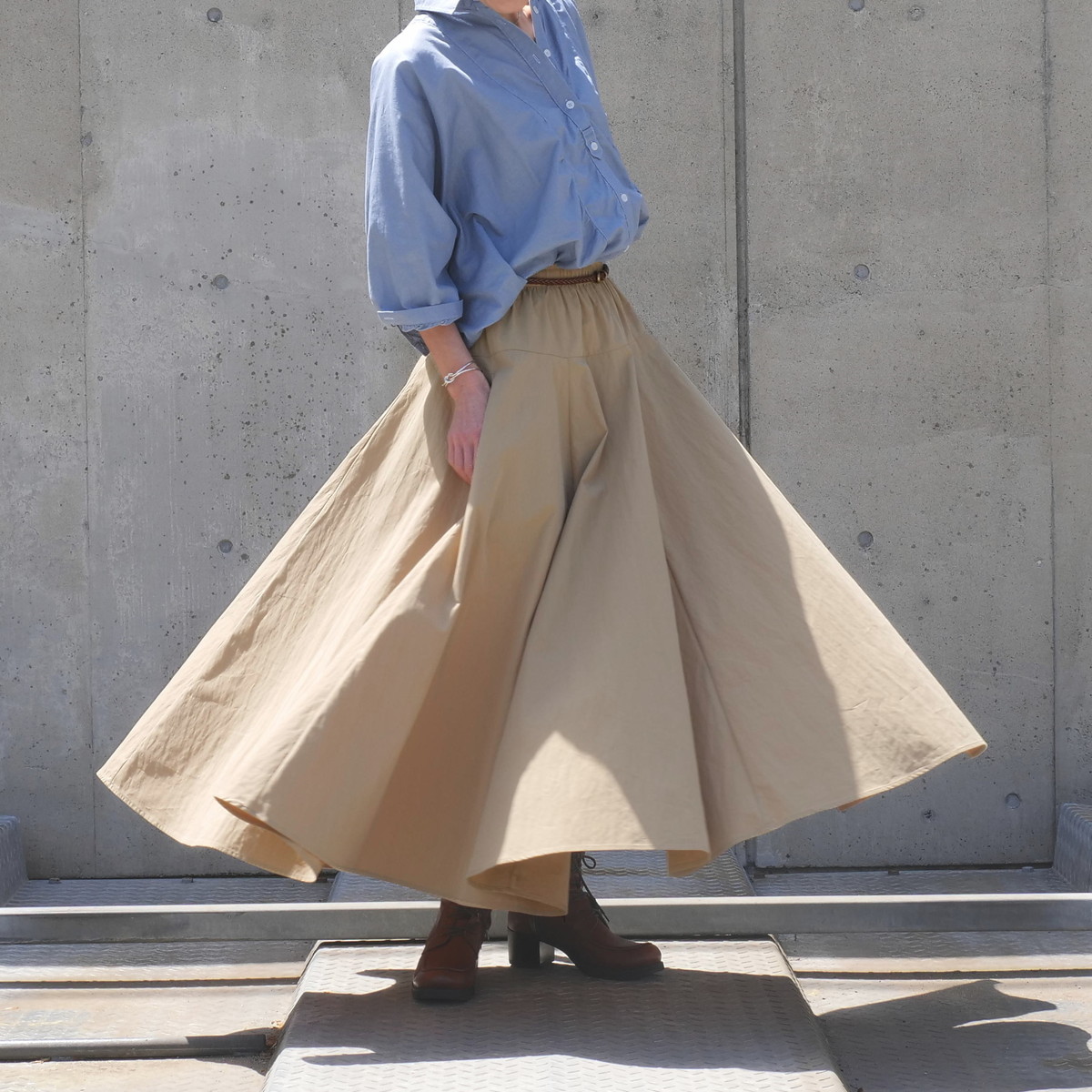 新作【自由にアレンジスカート】軽くて涼しい春夏素材【自由にアレンジスカート】販売枚数1500枚突破＊ファイン～Fine～360度＊どんなコーデも自由自在にアレンジ＊ベージュ＊d-sk2004の画像