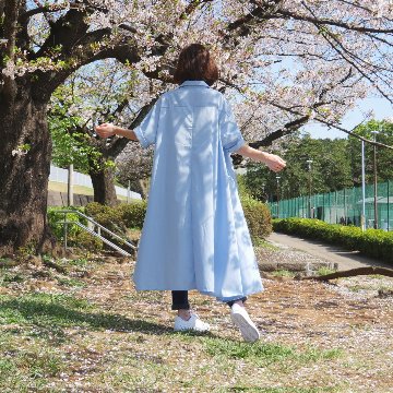 着丈2展開＊スキッパー襟＊こなれ感あるゆったりデザイン＊七分袖＊フレアワンピース＊無地＊d-dr2002の画像