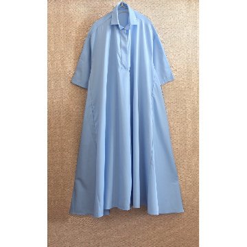 着丈2展開＊スキッパー襟＊こなれ感あるゆったりデザイン＊七分袖＊フレアワンピース＊無地＊d-dr2002の画像