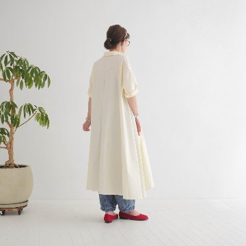 着丈2展開＊スキッパー襟＊こなれ感あるゆったりデザイン＊七分袖＊フレアワンピース＊無地＊d-dr2002の画像
