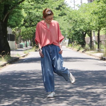抜け感スキッパー襟＊軽やかドルマン＊楊柳風素材＊ゆったり体型カバー＊薄手ストレッチ＊ブラウス＊シャツ＊d-tp3015の画像