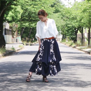 抜け感スキッパー襟＊軽やかドルマン＊楊柳風素材＊ゆったり体型カバー＊薄手ストレッチ＊ブラウス＊シャツ＊d-tp3015の画像