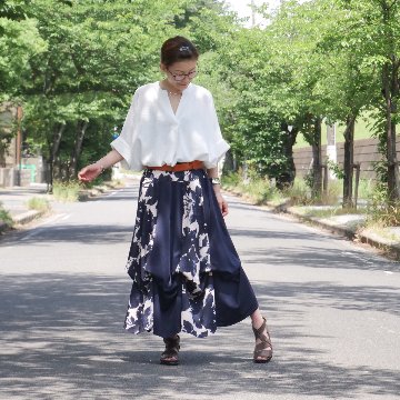抜け感スキッパー襟＊軽やかドルマン＊楊柳風素材＊ゆったり体型カバー＊薄手ストレッチ＊ブラウス＊シャツ＊d-tp3015の画像
