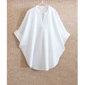 抜け感スキッパー襟＊軽やかドルマン＊楊柳風素材＊ゆったり体型カバー＊薄手ストレッチ＊ブラウス＊シャツ＊d-tp3015の画像
