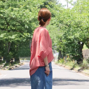 抜け感スキッパー襟＊軽やかドルマン＊楊柳風素材＊ゆったり体型カバー＊薄手ストレッチ＊ブラウス＊シャツ＊d-tp3015の画像