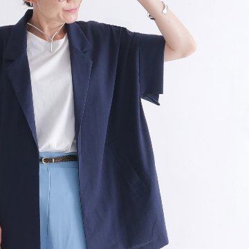 さらり軽やか＊半袖テーラード風ジャケット＊大人の抜け感＊ゆったりドルマン＊シワになりにくい＊体型カバー＊d-jk3006の画像