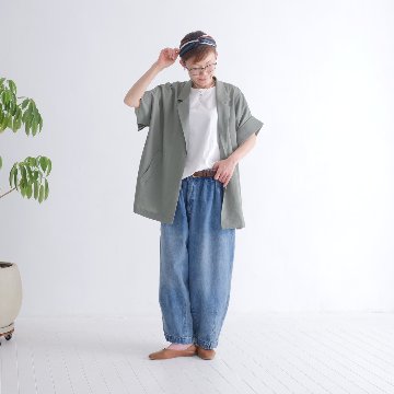 さらり軽やか＊半袖テーラード風ジャケット＊大人の抜け感＊ゆったりドルマン＊シワになりにくい＊体型カバー＊d-jk3006の画像