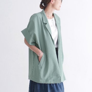 さらり軽やか＊半袖テーラード風ジャケット＊大人の抜け感＊ゆったりドルマン＊シワになりにくい＊体型カバー＊d-jk3006の画像