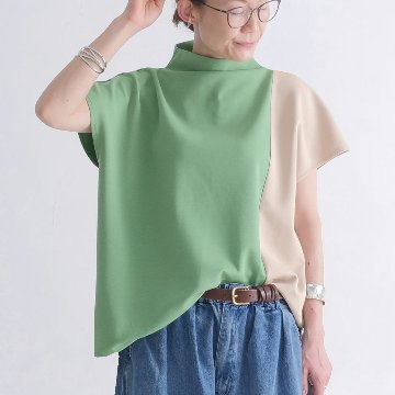 ユーミンさま トピィーズ カットソー モックネック など3点おまとめ さらり快適＊配色＊モックネックトップス＊ドルマン風＊シワになり